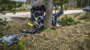 22-letni kierowca uderzył w drzewo. Trafił do szpitala