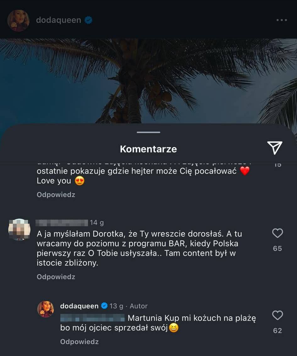 Doda odpowiedziała na zaczepkę internautki 