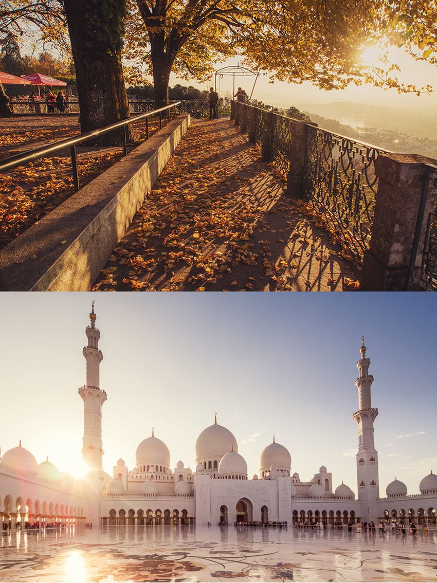 W tych zdjęciach użyłem liści i meczetu do przesłonięcia części słońca i uważam, że był to odpowiedni zabieg do tych zdjęć.