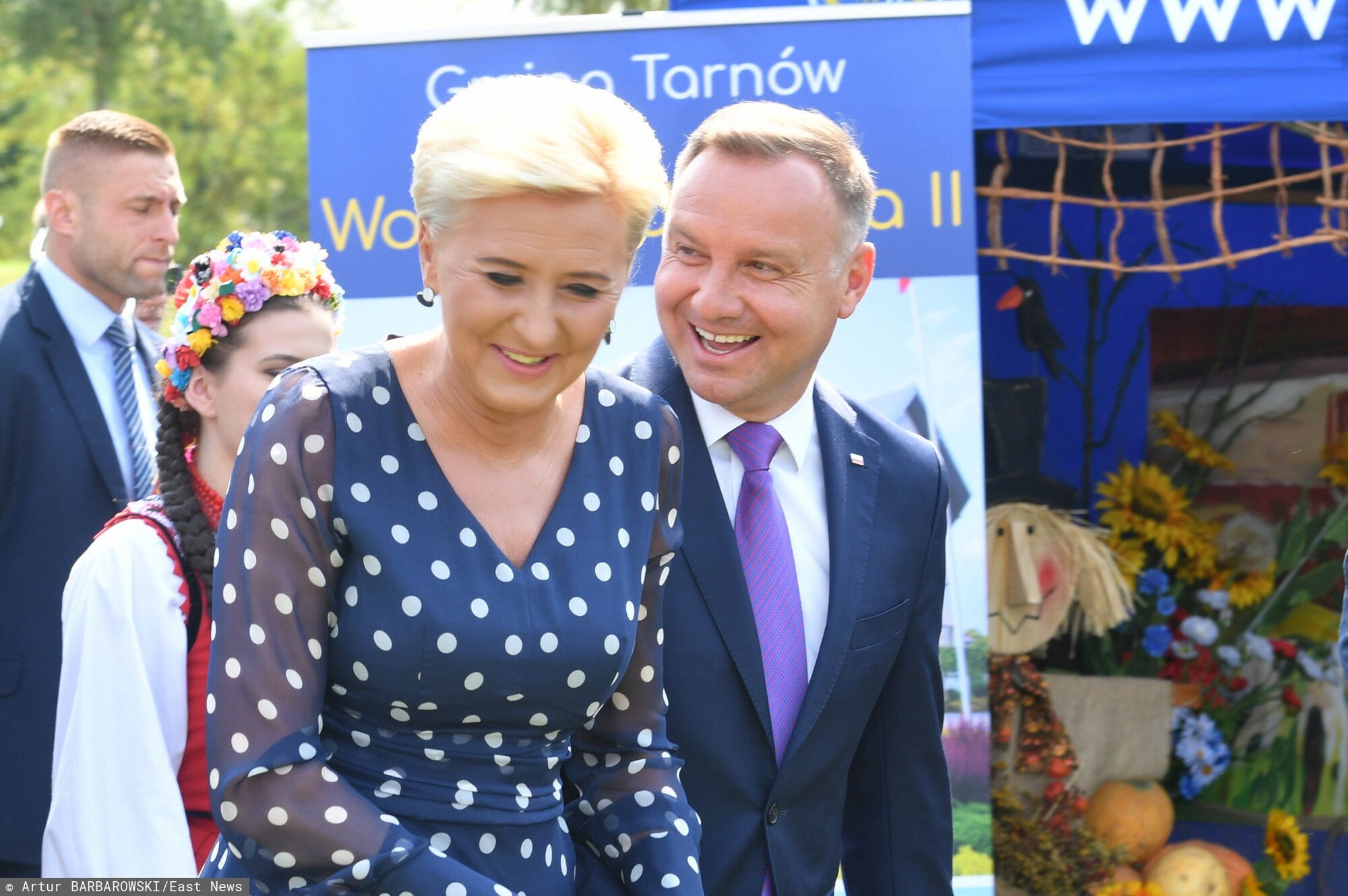 Zapracowani Andrzej Duda i Agata Duda świętują dożynki w Zbylitowskiej Górze 