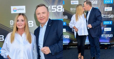 Joanna Kurska w butach Gucci za 3 TYSIĄCE okazuje czułości Jackowi Kurskiemu na ściance w Opolu (ZDJĘCIA)