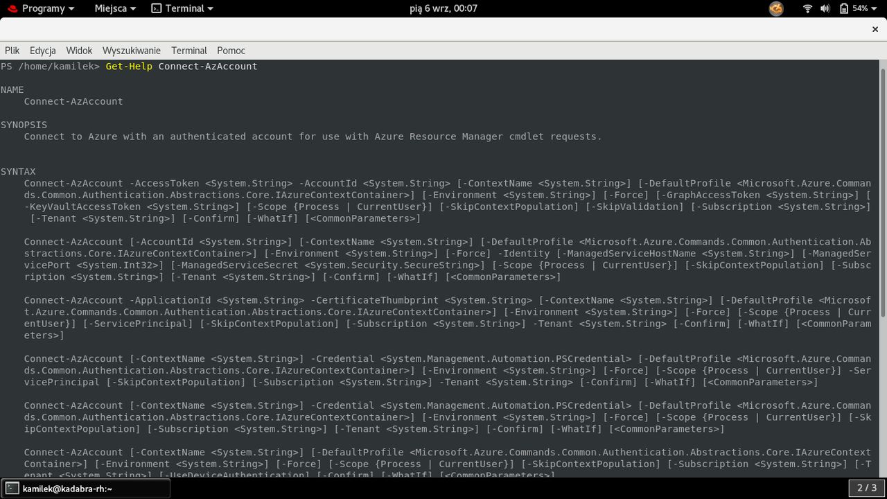 Rozbudowana pomoc cmdletów do zarządzania chmurą Azure. Bez Windows!