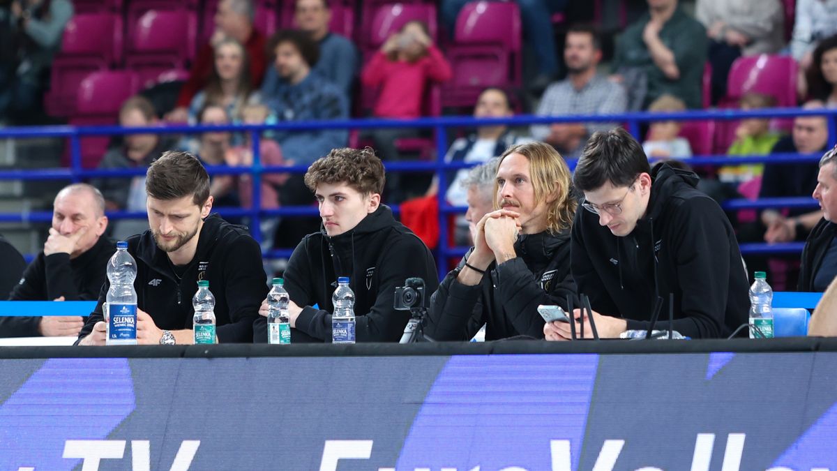 WP SportoweFakty / Anna Klepaczko / Na zdjęciu od lewej: Piotr Nowakowski, Igor Grobelny, Taylor Averill i Srecko Lisinac