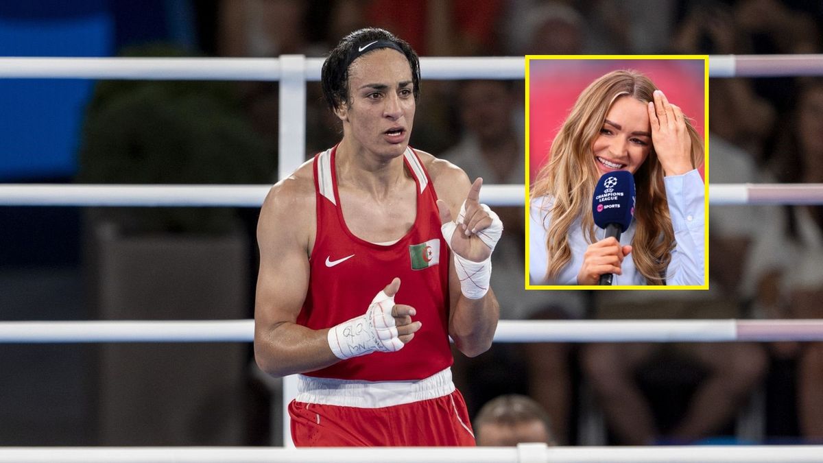 Getty Images / Aytac Unal/ Marc Atkins / Na zdjęciu: Imane Khelif (w ramce: dziennikarka Laura Woods)