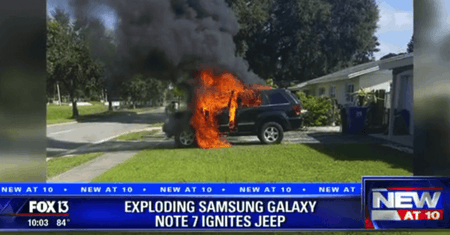 Samsung Galaxy Note 7 wybuchł i spalił Jeepa. Pamiętajcie o akcji wymiany!