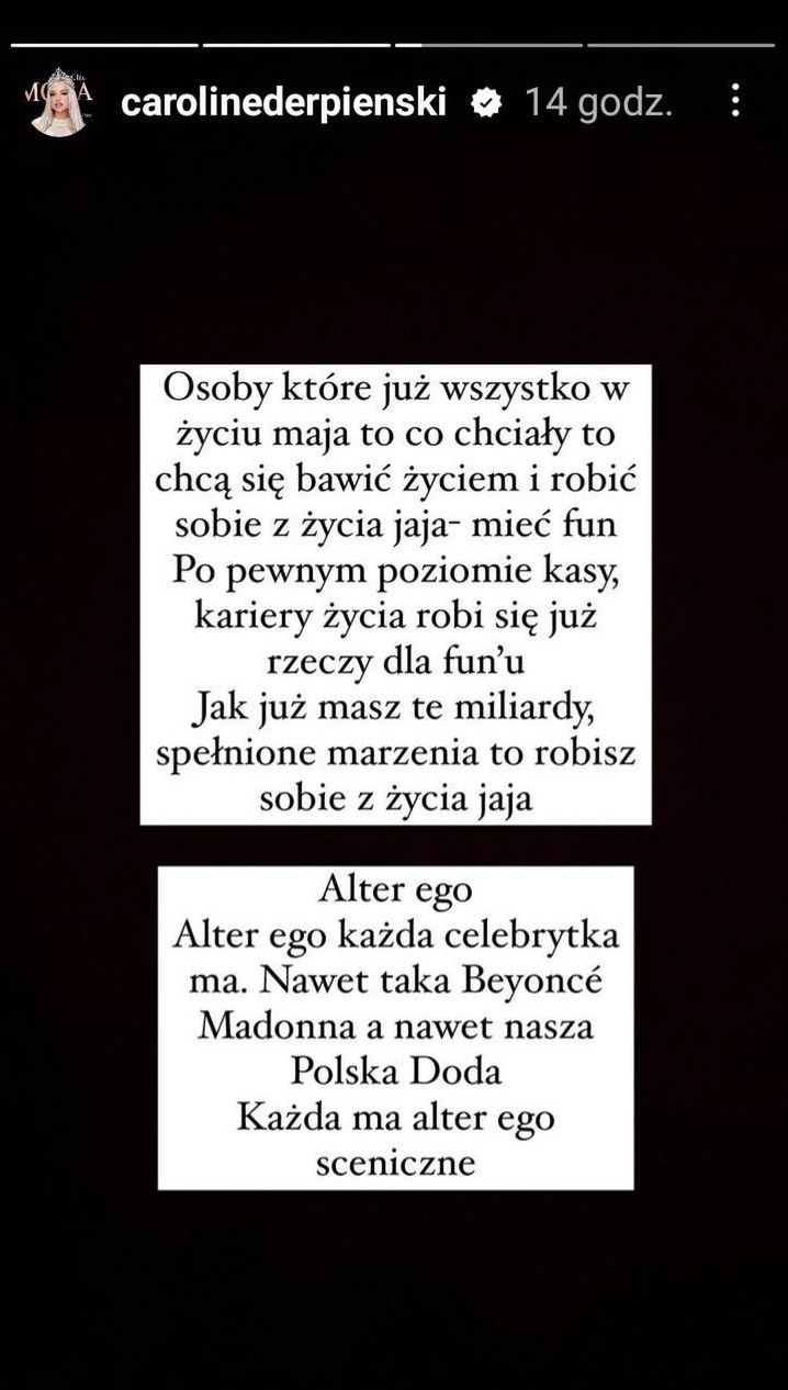 Caroline Derpienski "tłumaczy się" ze smarkania w banknot dwustuzłotowy