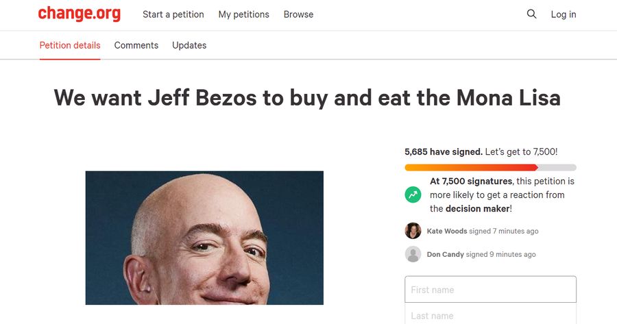 Petycja, aby Jeff Bezos zjadł Mona Lisę