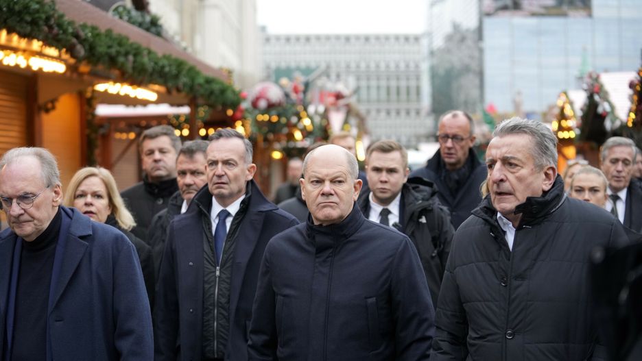 Temporary
The Chancellor of Germany Olaf Scholz, center, visits a Christmas Market, where a car drove into a crowd on Friday evening, in Magdeburg, Germany, Saturday, Dec. 21, 2024. (AP Photo/Ebrahim Noroozi)
Ebrahim Noroozi