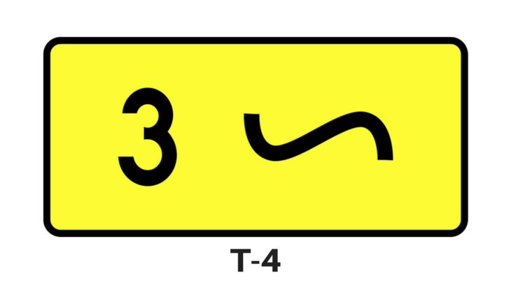 Tabliczki do znaków drogowych: T-4 tabliczki oznaczające liczbę zakrętów