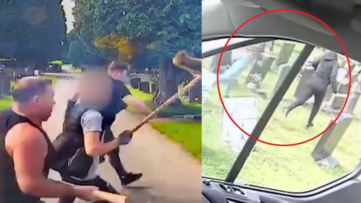 Mężczyźni wdali się w bójkę na cmentarzu. 