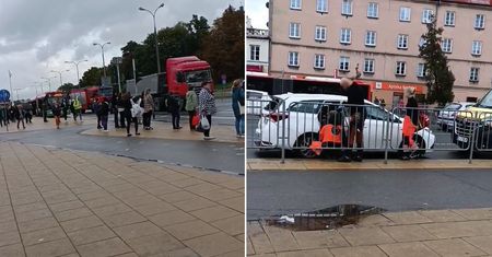 Nagłe hamowanie przed przejściem dla pieszych. Ciężarówka wjechała w tył toyoty