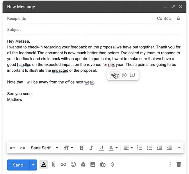 Gmail korekta