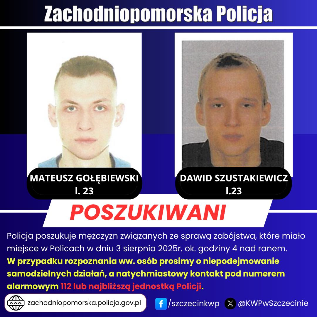 Police: Policja szuka dwóch mężczyzn w sprawie zabójstwa