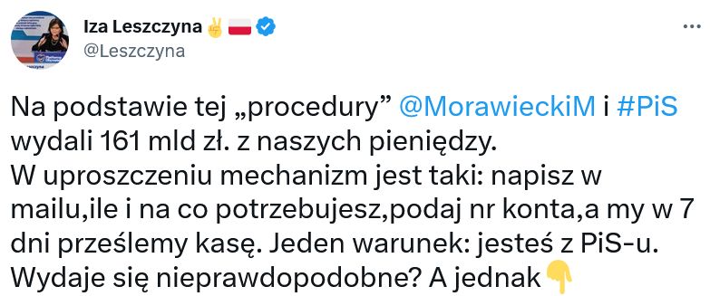 Posłanka o instrukcji obsługi funduszu covidowego