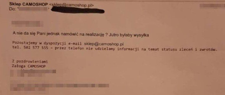 Korespondencja po upływie 14-dniowego terminu na zwrot środków