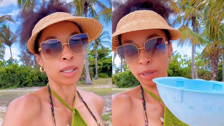 Omenaa Mensah załamana śmieciami na plaży