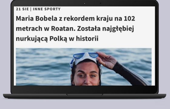 Z TVP Sport usunięto tekst o rekordzistce w nurkowaniu. "Po ponownej ocenie merytorycznej"