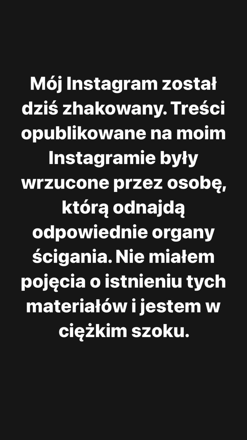 Antek Królikowski twierdzi, że jego konto zostało zhakowane