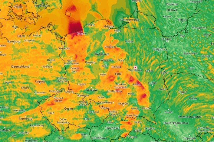 Pogoda. Z map IMGW wynika, że w środę podczas burz gwałtowne porywy wiatru możliwe są nie tylko na zachodzie