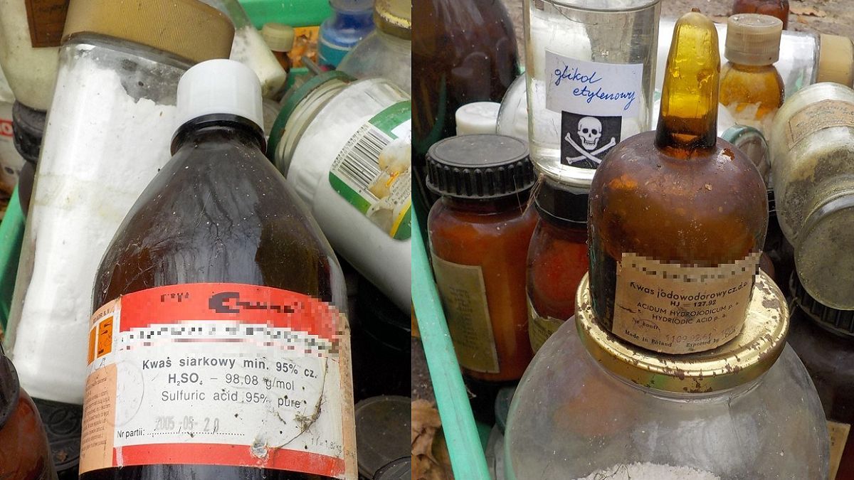 Niebezpieczne chemikalia porzucone w Falenicy 
