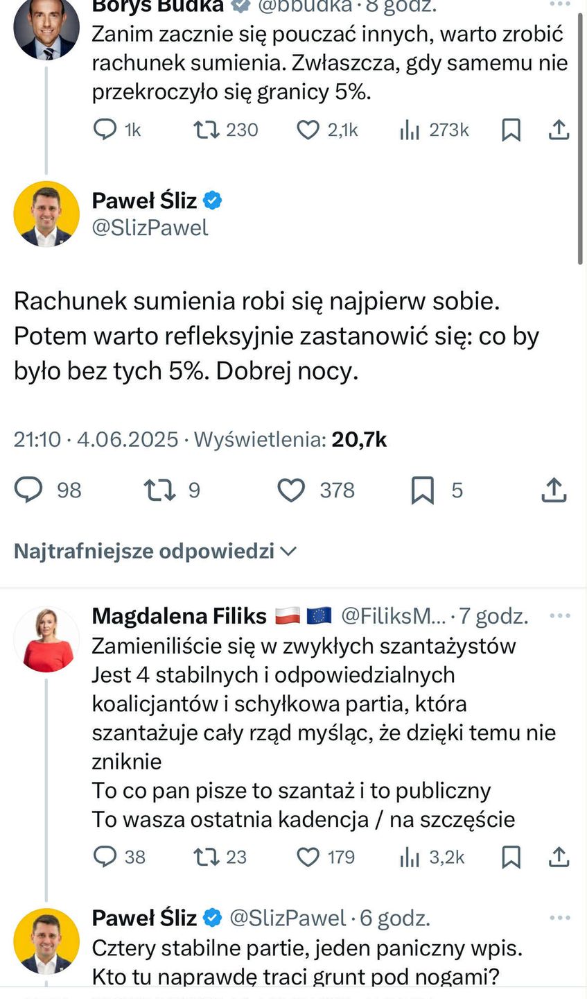 Wpis Borysa Budki wywołał serię reakcji