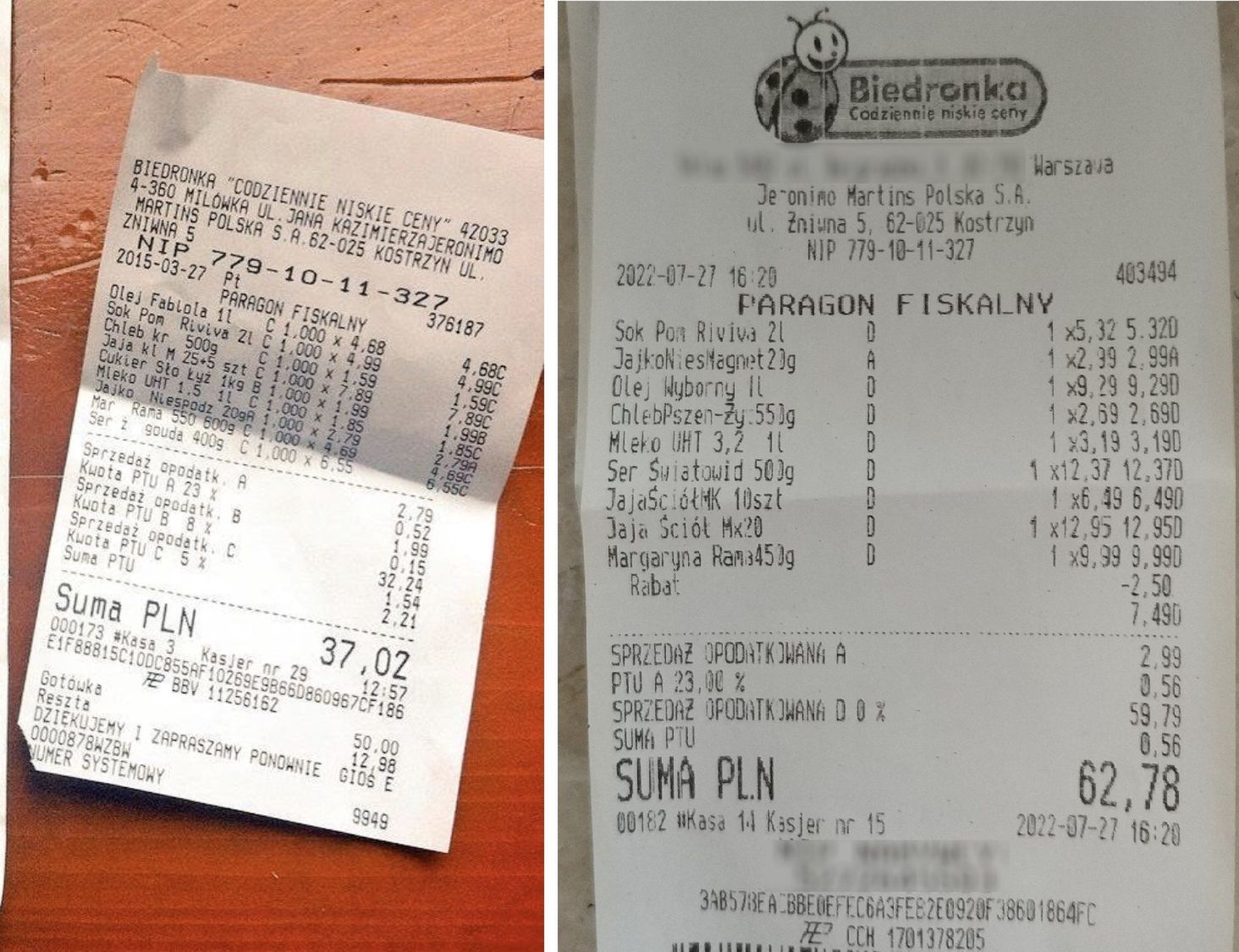 Paragony z zakupów prezydenta i money.pl