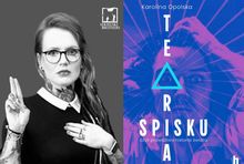 Karolina Opolska i okładka jej książki "Teoria spisku..."