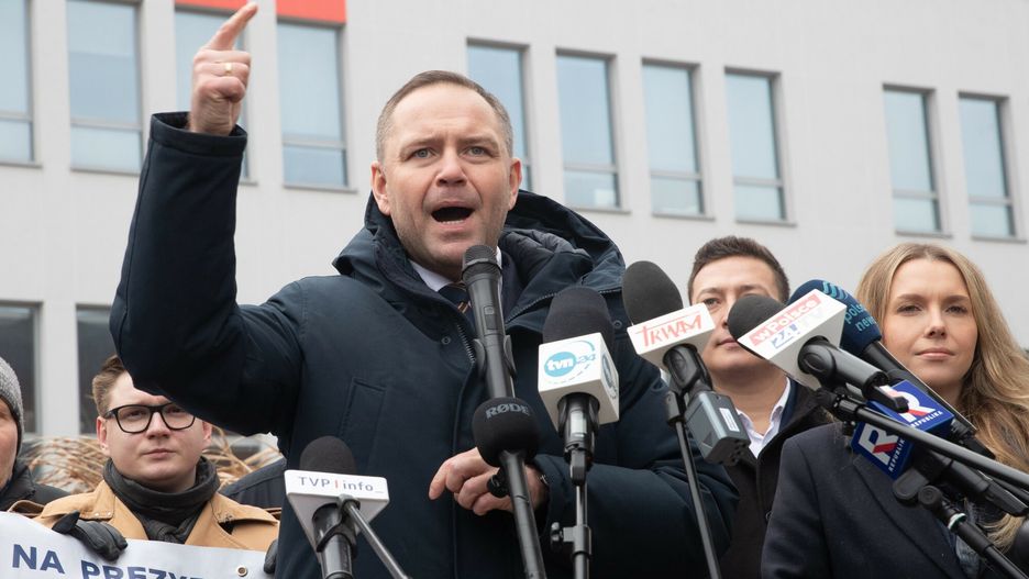 Karol Nawrocki w Legionowie
18.02.2025  Legionowo. Kampania wyborcza. Konferencja prasowa obywatelskiego kandydata na prezydenta RP Karola Nawrockiego. N/z Karol Nawrocki.
fot. Tomasz Jedrzejowski/REPORTER
Tomasz Jedrzejowski/REPORTER