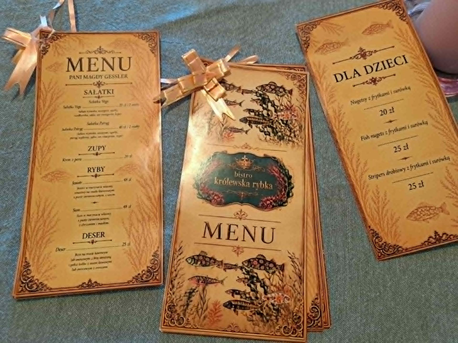 Menu restauracji "Bistro Królewska Rybka"