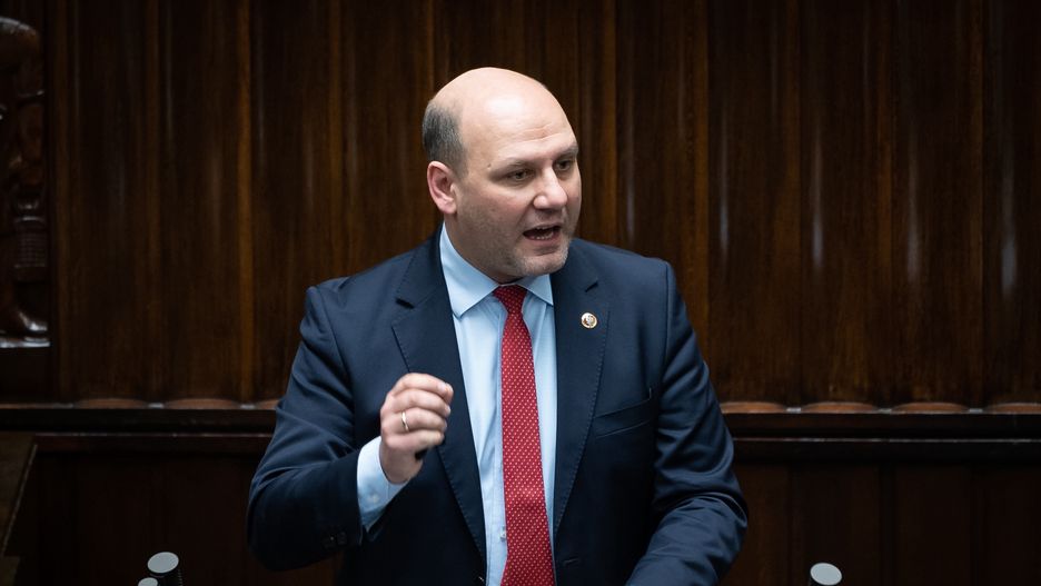 Szymon Szynkowski vel Sek during the 48th session of the Sejm (lower house) in Warsaw, Poland, on 9 February 2022 (Photo by Mateusz Wlodarczyk/NurPhoto via Getty Images)