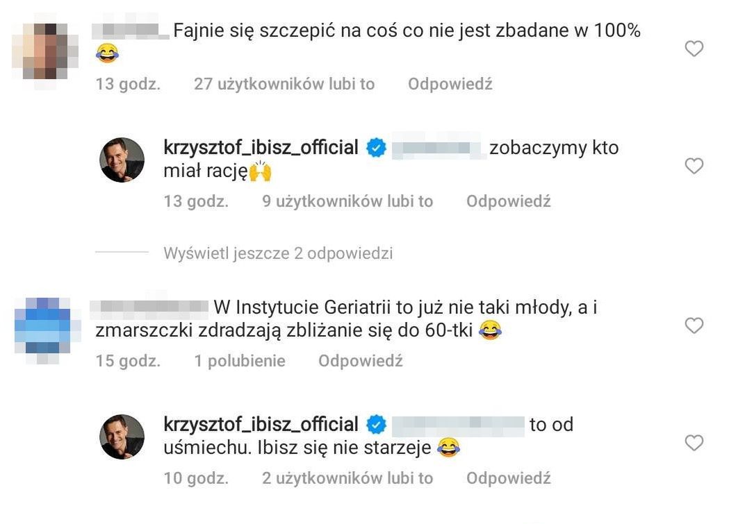 Komentarze pod postem Krzysztofa Ibisza o szczepieniu