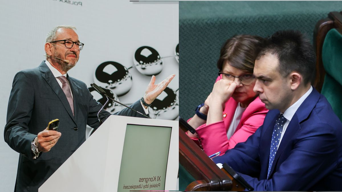 Jan Grzegorz Prądzyński, prezes PIU; Izabela Leszczyna, minister zdrowia, i Andrzej Domański, minister finansów 