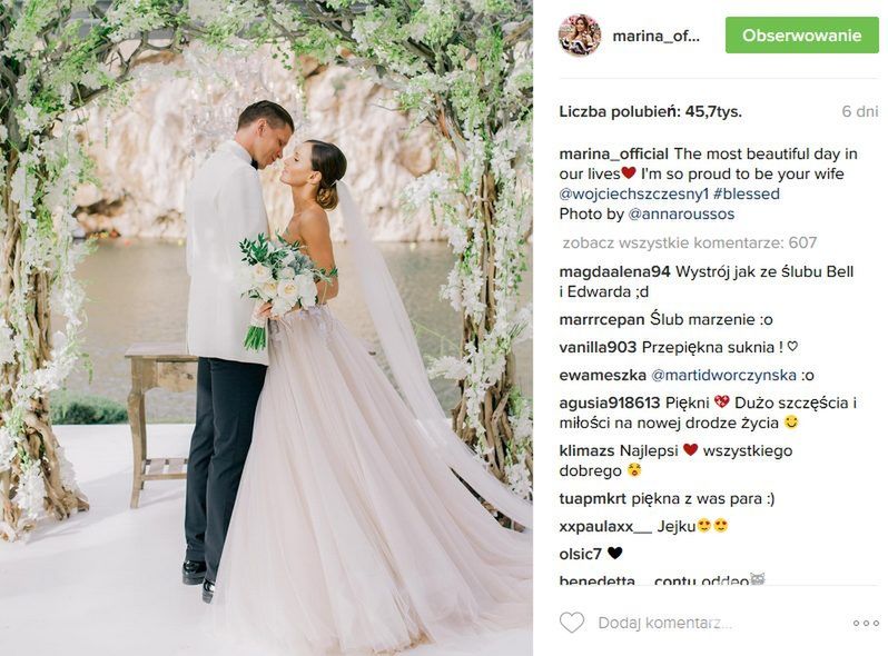Ślub Mariny i Wojtka Szczęsnego odbył się w Grecji (fot. Instagram)