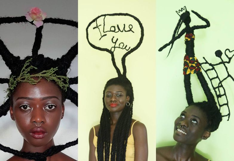 Afrykanka tworzy niezwykłe instalacje z... własnych włosów