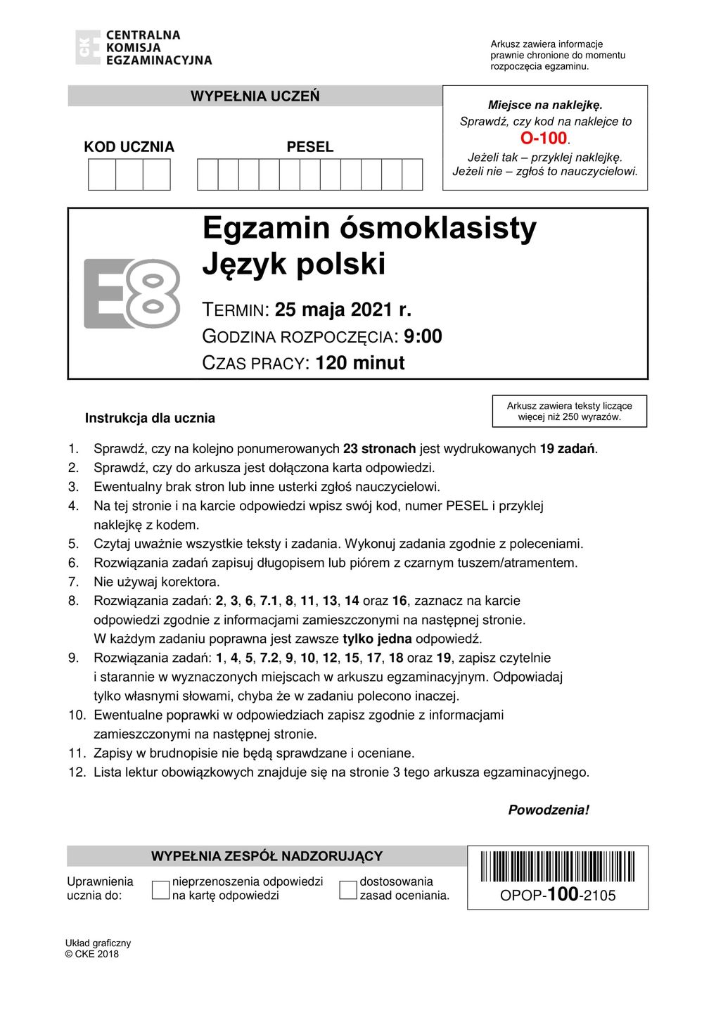 Egzamin ósmoklasisty 2021. Język Polski