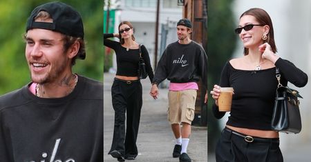 Rzadki widok: UŚMIECHNIĘCI Justin i Hailey Bieberowie spacerują po West Hollywood o poranku (ZDJĘCIA)