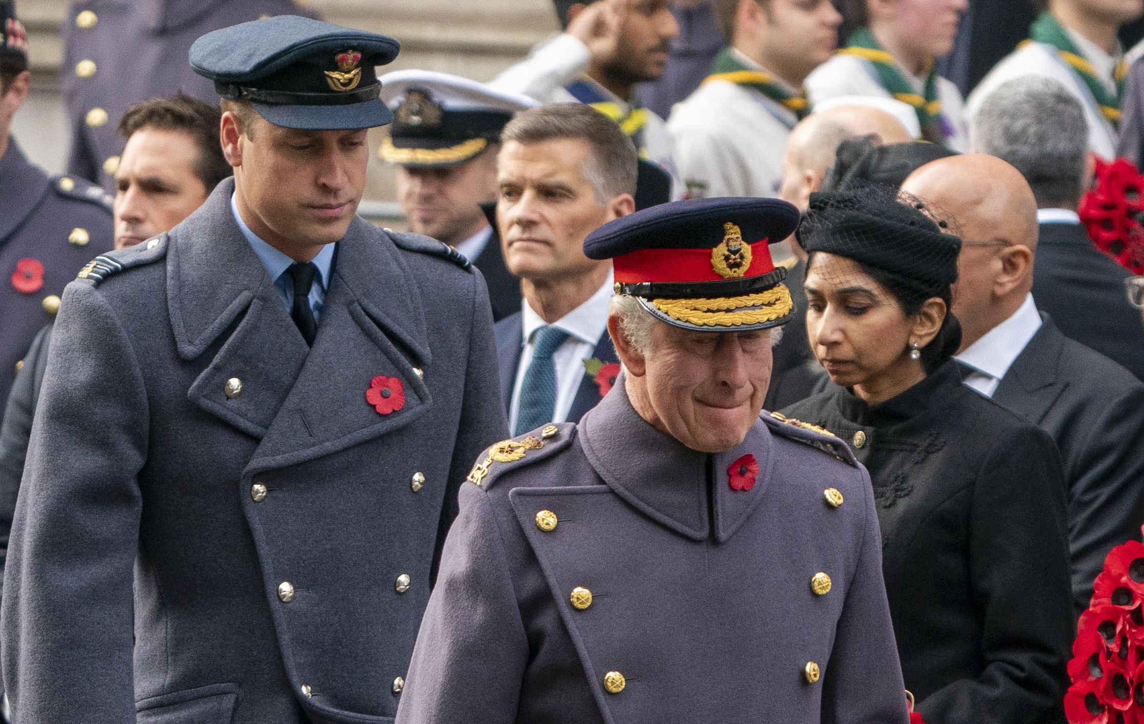 The 2022 National Service Of Remembrance At The CenotaphLONDON, ENGLAND - NOVEMBER 13: Prince William, Prince of Wales and King Charles III attend the Remembrance Sunday ceremony at the Cenotaph on Whitehall on November 13, 2022 in London, England. (Photo by Louis Wood - WPA Pool/Getty Images)WPA Pool