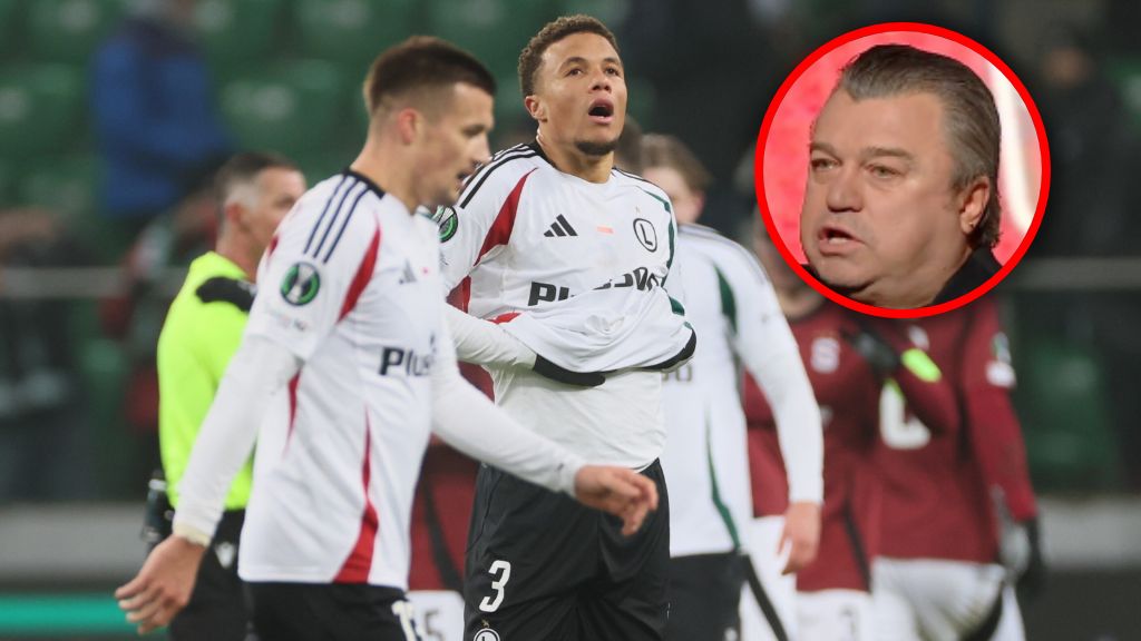 PAP / Leszek Szymański / Na zdjęciu: Piłkarze Legii Warszawa (PAP/Leszek Szymański), w kółku Roman Kosecki (Polsat Sport)