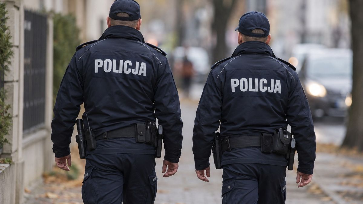 Pieszy patrol policji. Zdjęcie wygenerowane przy pomocy AI