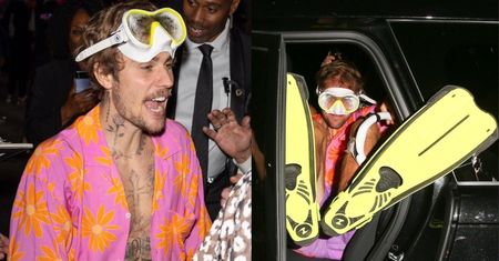 Roześmiany Justin Bieber WALCZY ze strojem płetwonurka na imprezie halloweenowej. Udane przebranie? (ZDJĘCIA)