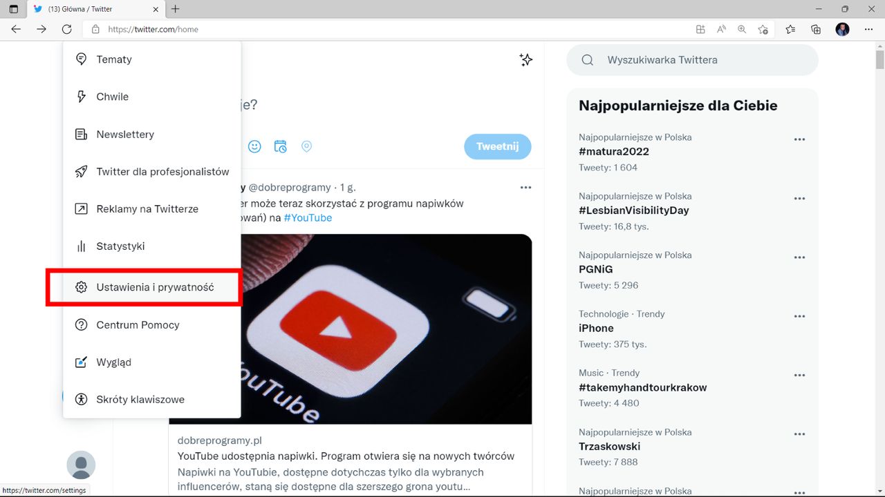 Twitter: Ustawienia i prywatność