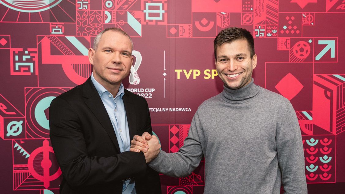Przemysław Pełka (z lewej) i Marek Szkolnikowski, dyrektor TVP Sport