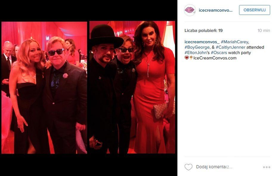 Caitlyn Jenner, doroczna impreza oscarowa u Eltona Johna (fot. Instagram)