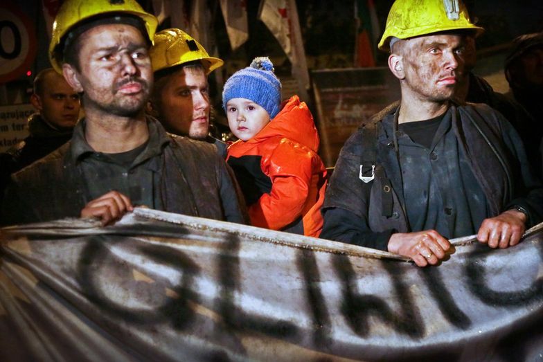 Akcja protestacyjno strajkowa śląskich górników przeciwko likwidacji kopalni na Śląsku w związku z rządowym planem dla Kompanii Weglowej.