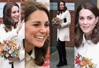 Księżna Kate na spotkaniu z dziećmi w kremowym płaszczu za 3 tysiące (ZDJĘCIA)