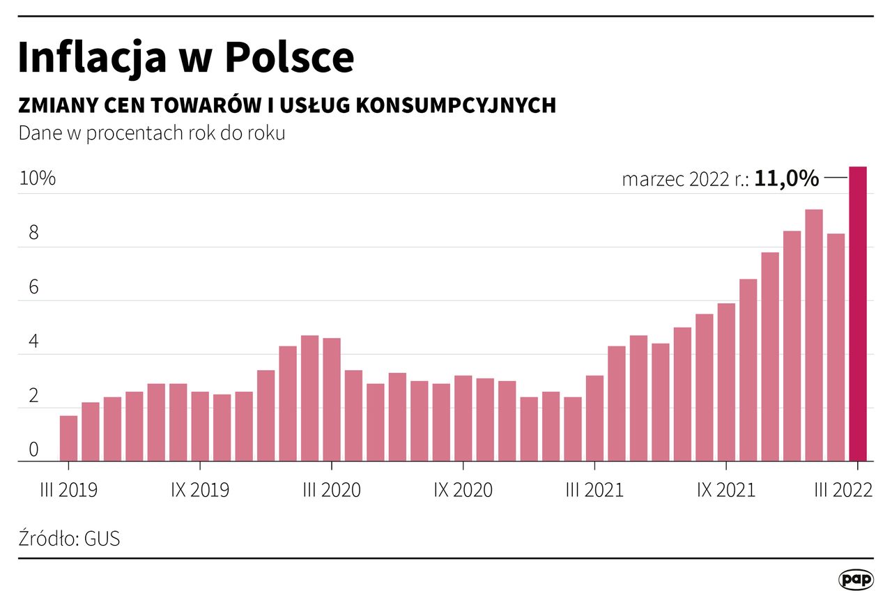 Dwucyfrowa inflacja w Polsce. Najbardziej skoczyła żywność: mięso, cukier i oleje
