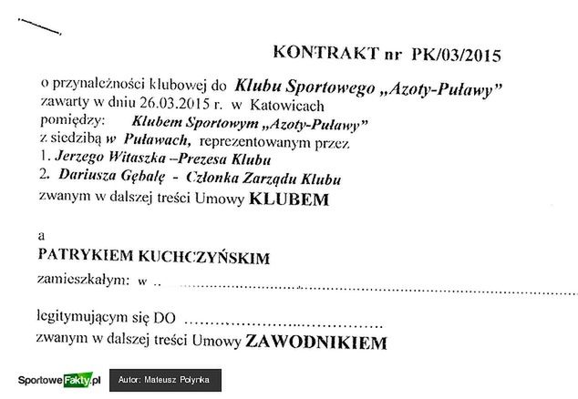 Umowa Patryka Kuchczyńskiego
