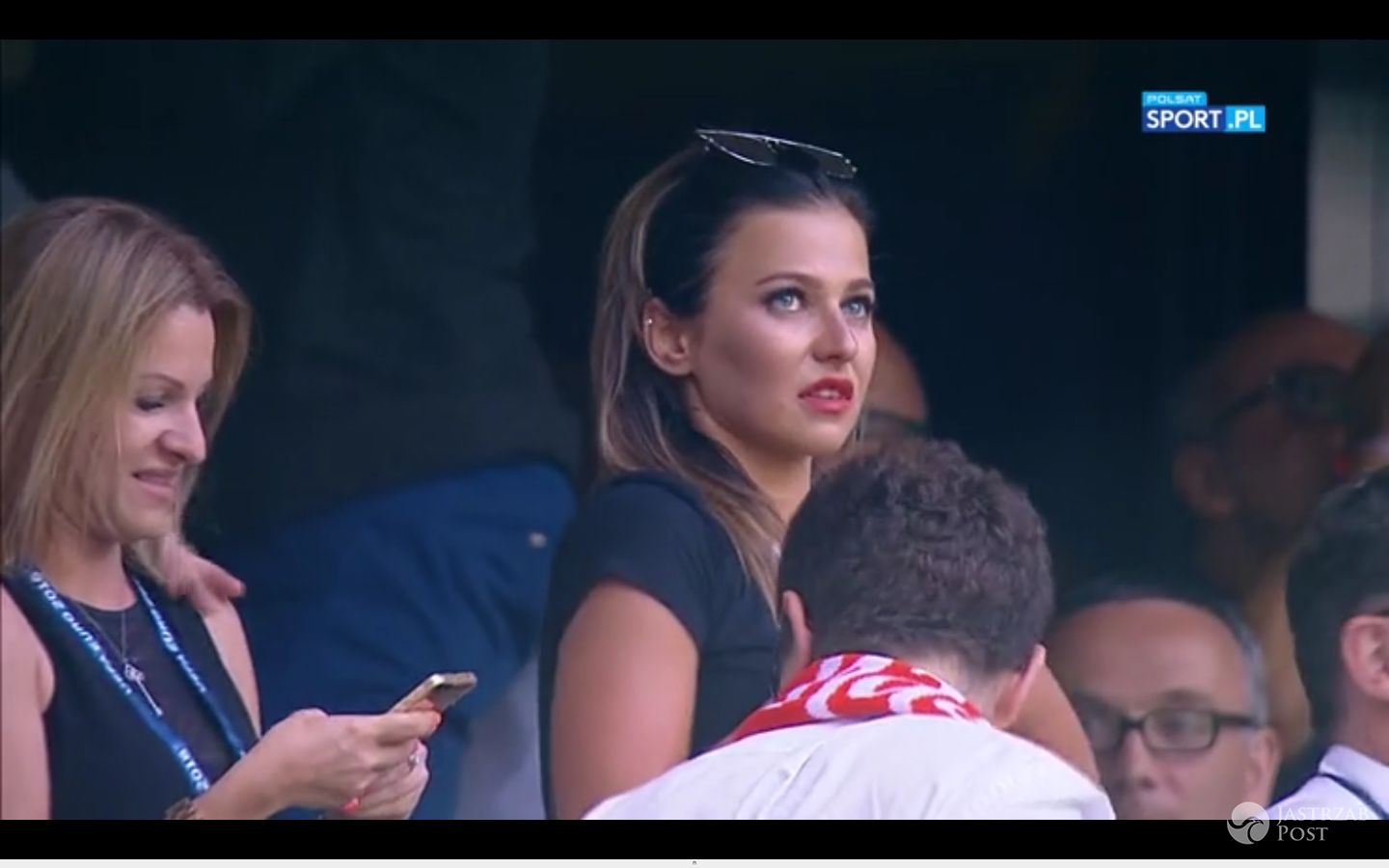 Anna Lewandowska na meczu Polska-Portugalia