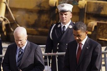 McCain i Obama wspólnie złożyli kwiaty w Strefie Zero