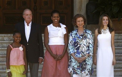 Michelle Obama na lunchu z hiszpańską parą królewską